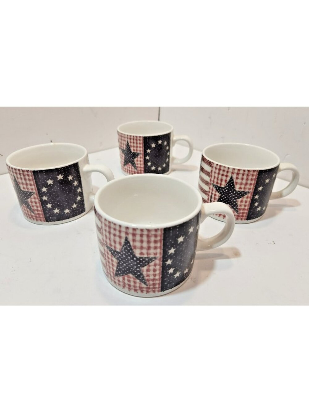 Vtg Oneida Majesticware Lot Of 4 Coffee Cup Mug American Quilt  D C Brown & Co.
